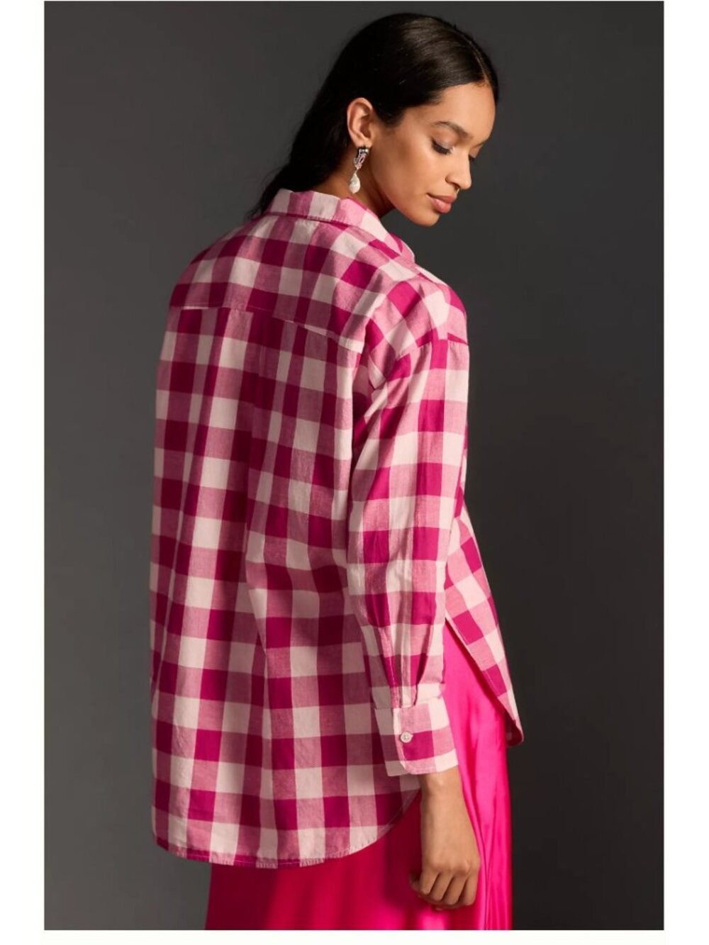 Maeve by Anthropologie Size XL Pink Buffalo Plaid Bennet Button Up Shirt